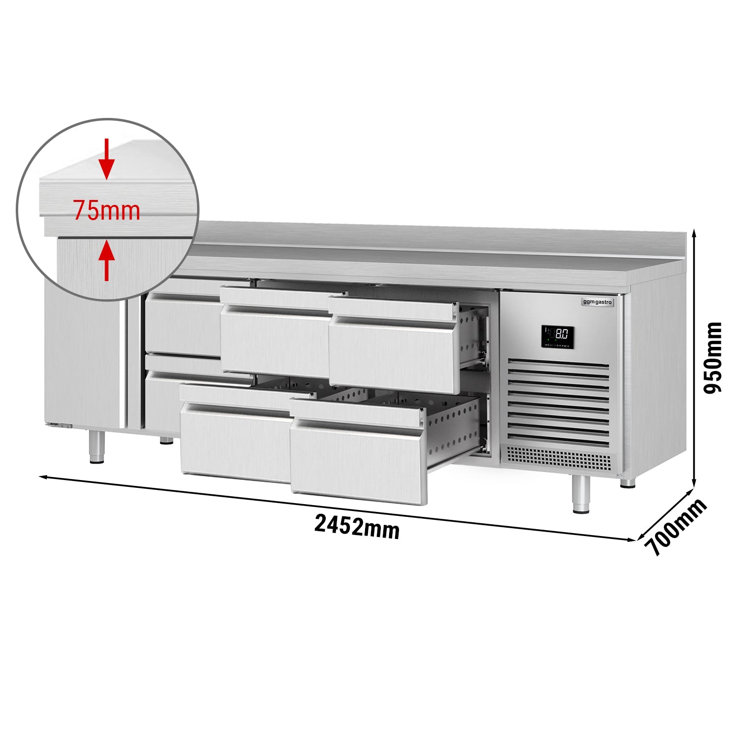 Refrigerator table (GN) - with 1 door and 6 drawers 1/2