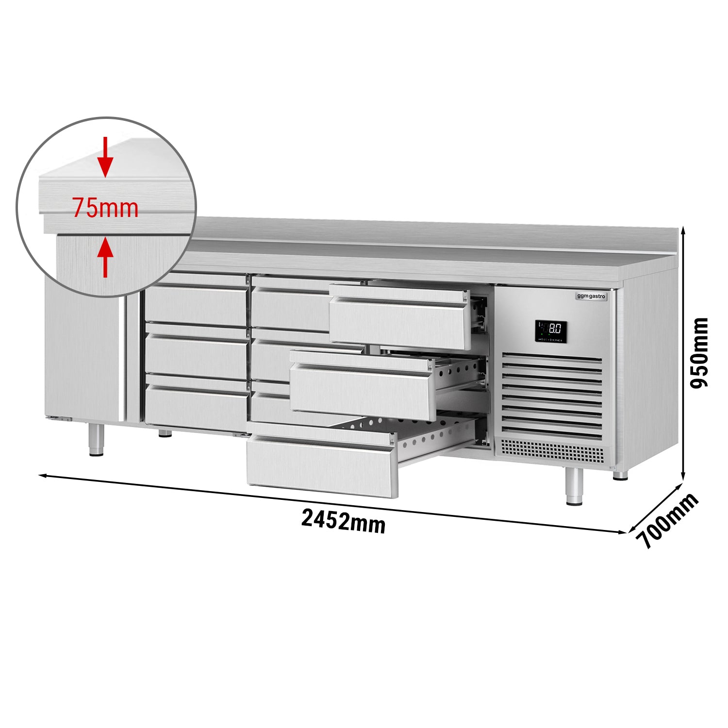 Refrigerator table (GN) - with 1 door and 9 drawers 1/3