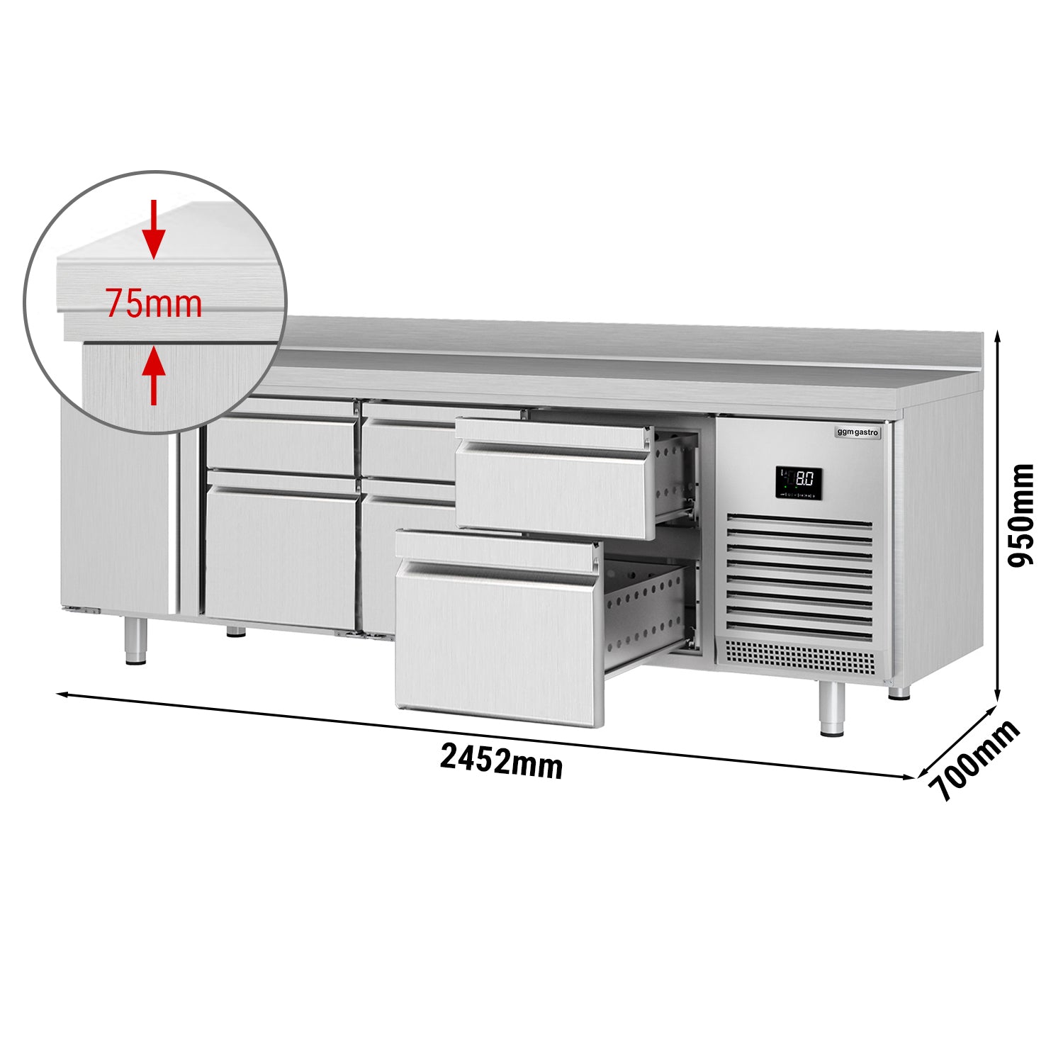 Refrigerator table (GN) - with 1 door and 6 drawers 2/3 and 1/3