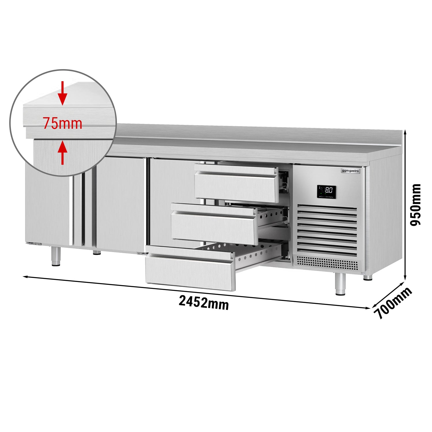 Refrigerator table (GN) - with 3 doors and 3 drawers 1/3