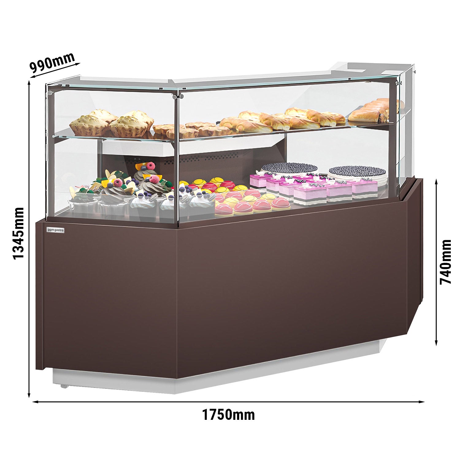 Corner pastry display case 1.05 m / 0.99 m (external)