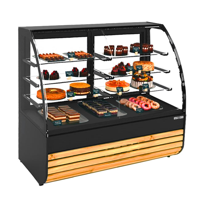 Cake display - 1.84 x 0.82 m - with 3 glass shelves - incl. Cash register - 1.1 m