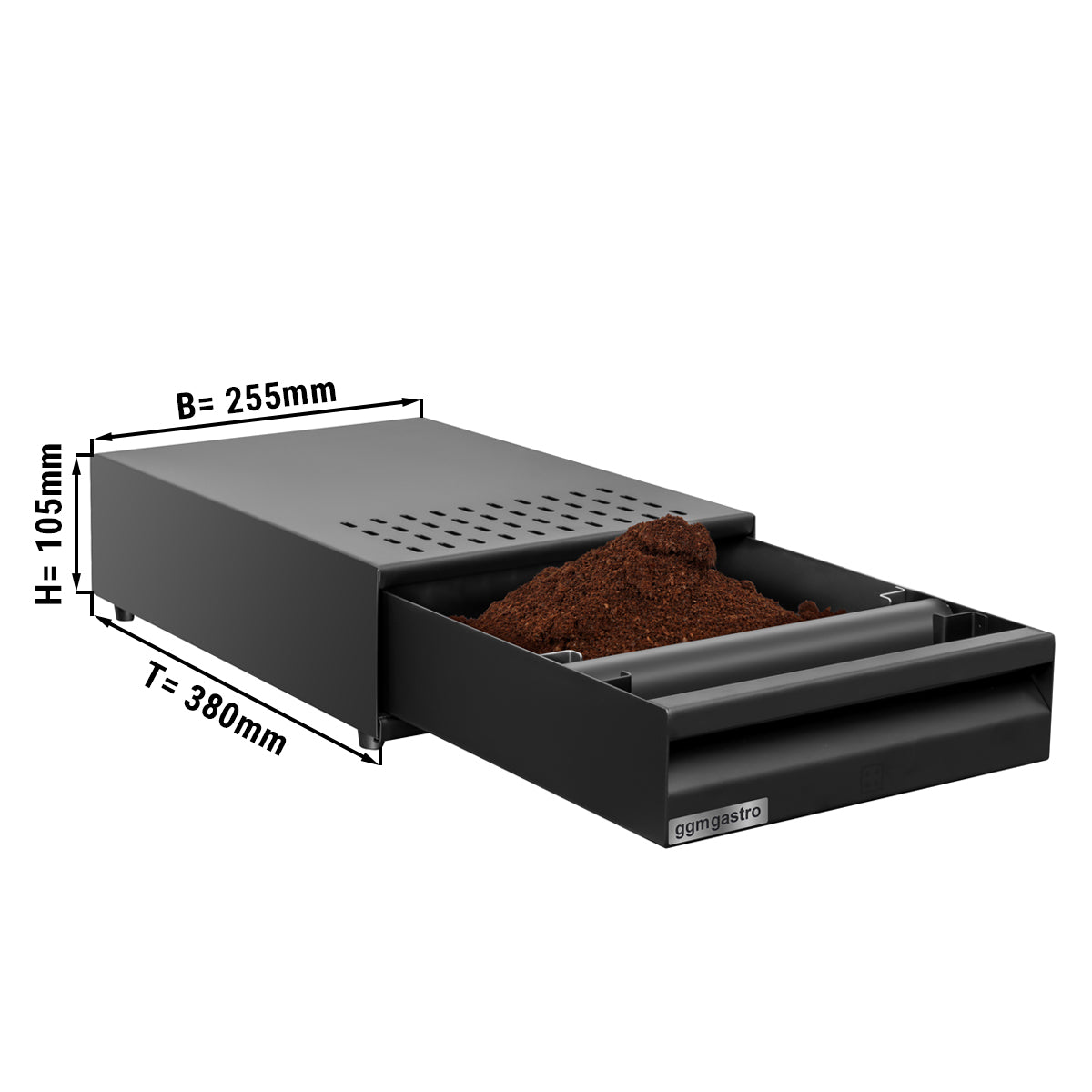 Coffee grounds compartment 0.3 x 0.2 x 0.1 m