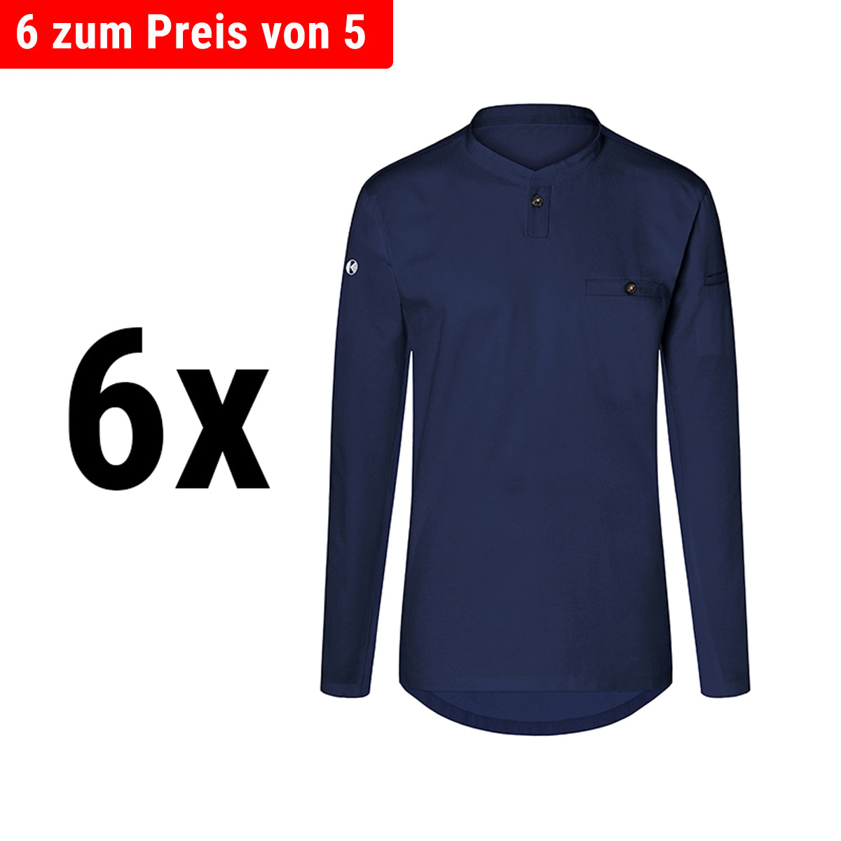 (6 pieces) Karlowsky - men's work shirt with long sleeves design - dark blue - size: S