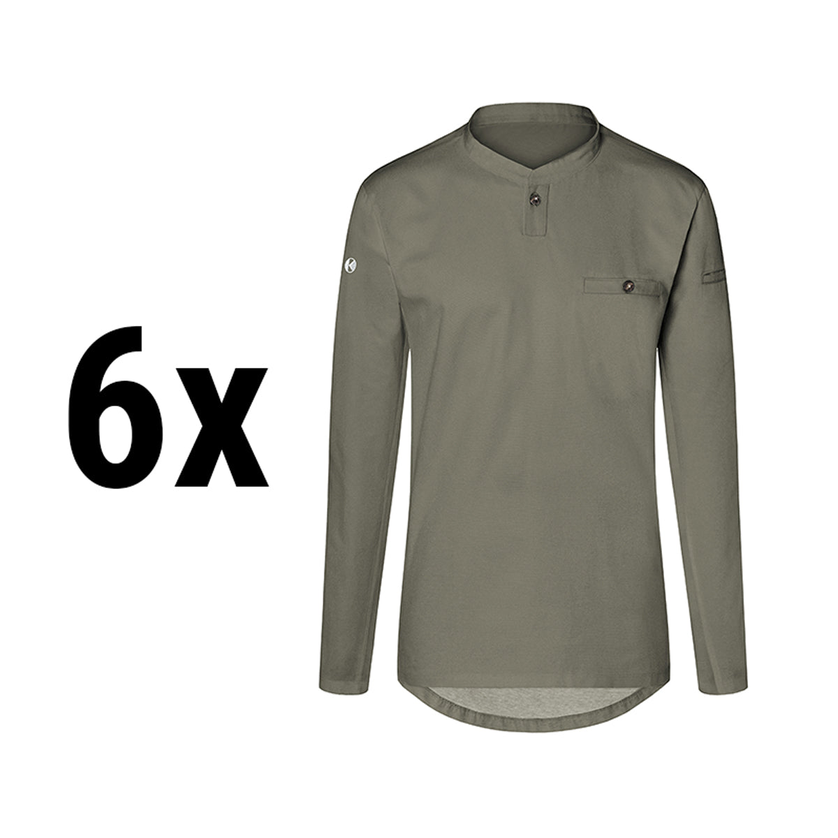 (6 pieces) Karlowsky - men's work shirt with long sleeves design - sage - size: L