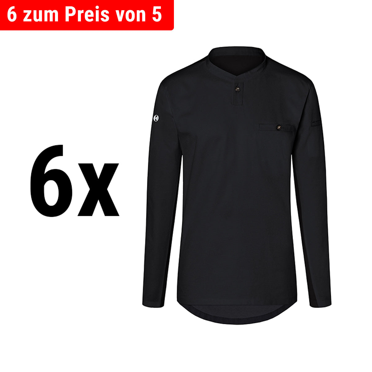 (6 pieces) Karlowsky - men's work shirt with long sleeves design - black - size: S