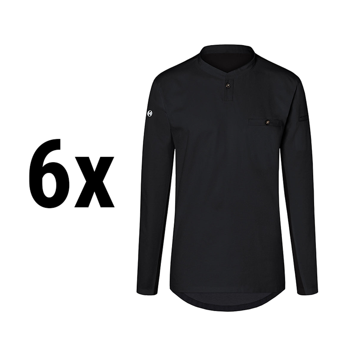 (6 pieces) Karlowsky - men's work shirt with long sleeves - black - size: 2XL