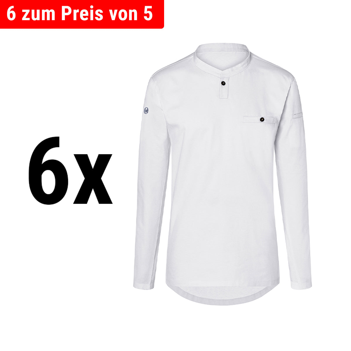 (6 pieces) Karlowsky - men's work shirt with long sleeves - white - size: S