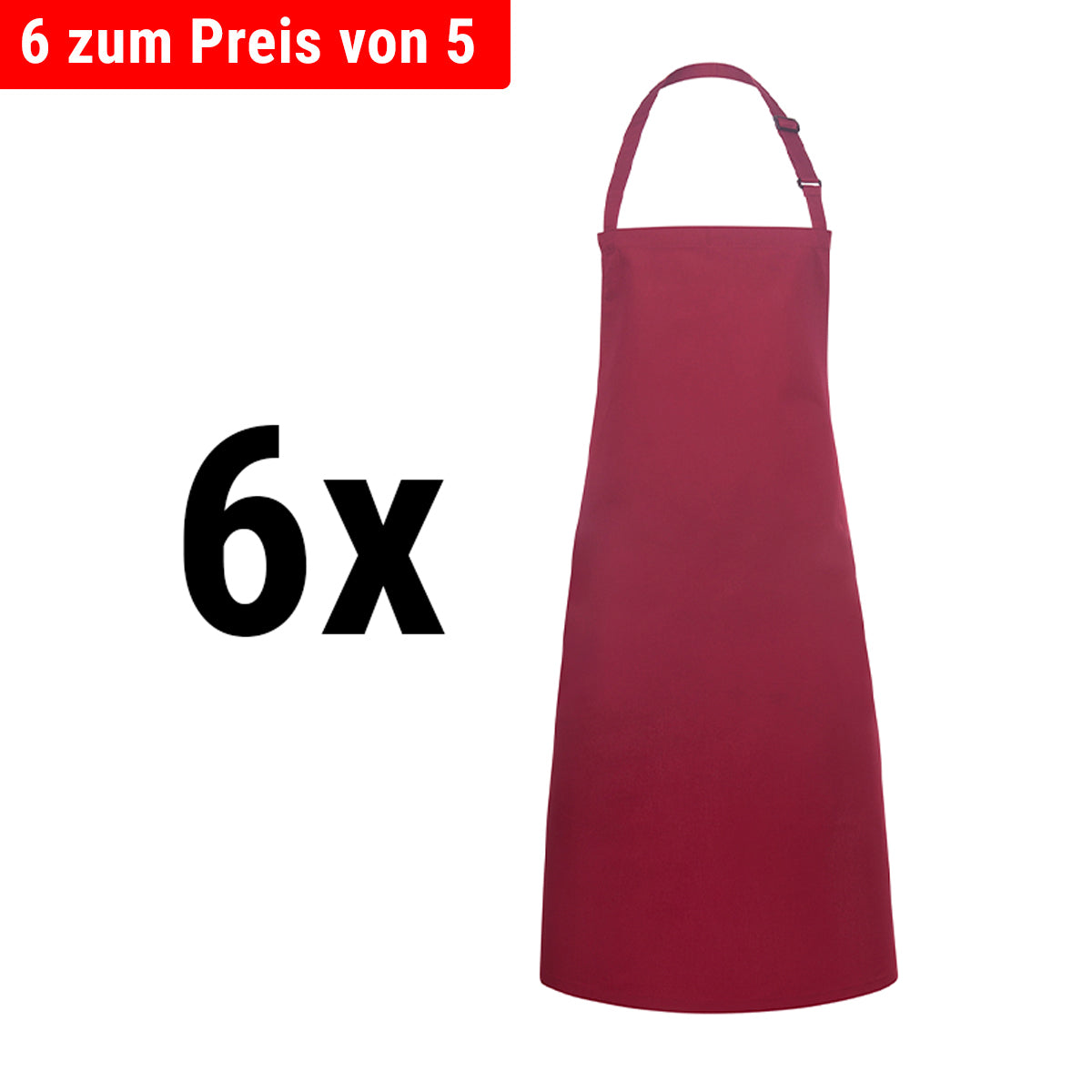 (6 pieces) Karlowsky - Apron with bibs Basic - Bordeaux