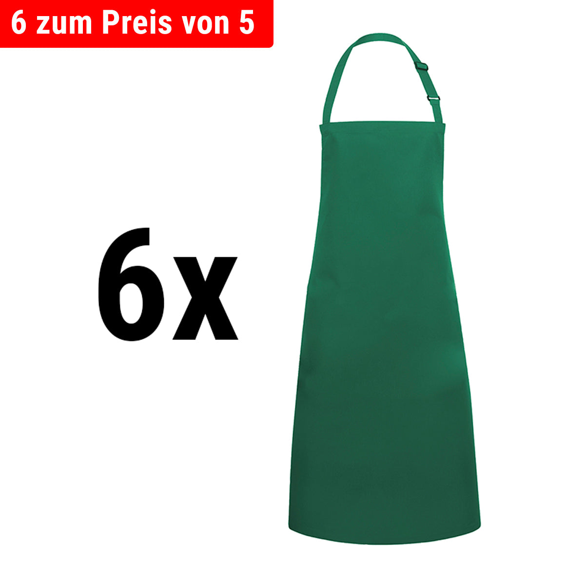 (6 pieces) Karlowsky - Bib Apron Basic - Forest Green