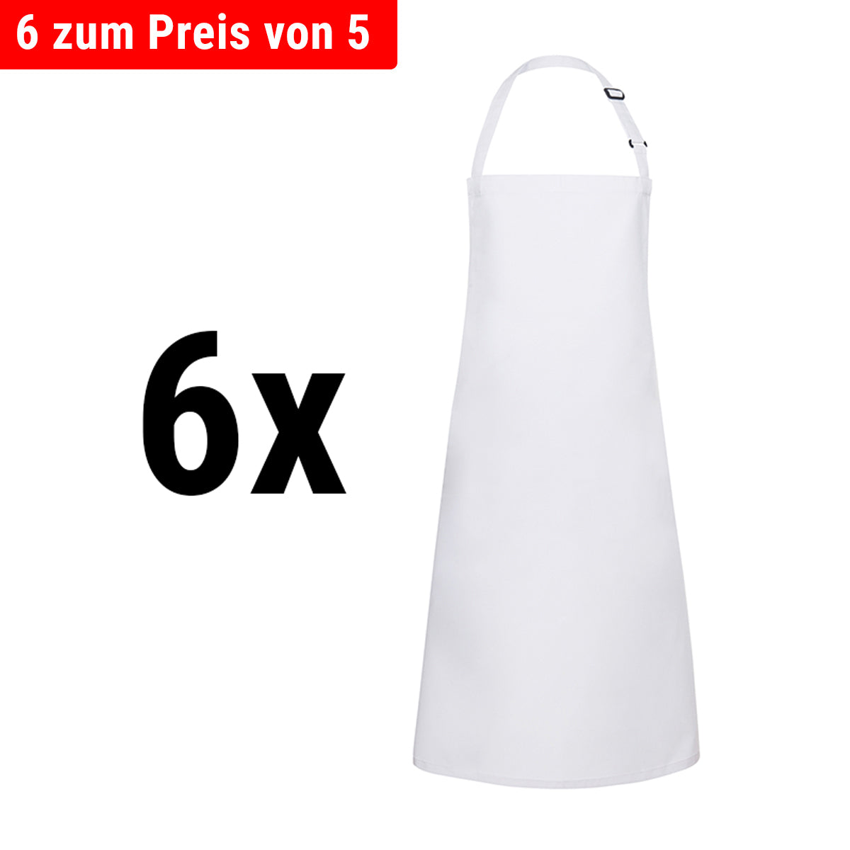 (6 pieces) Karlowsky - Apron with bib Basic - White