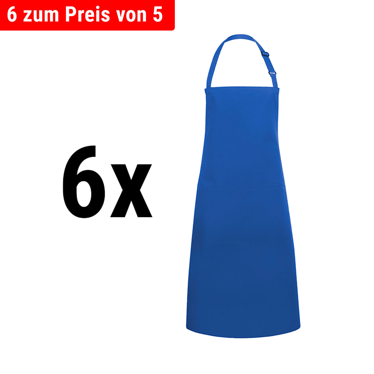 (6 pieces) Karlowsky - Pocket Basic Bib Apron - Blue