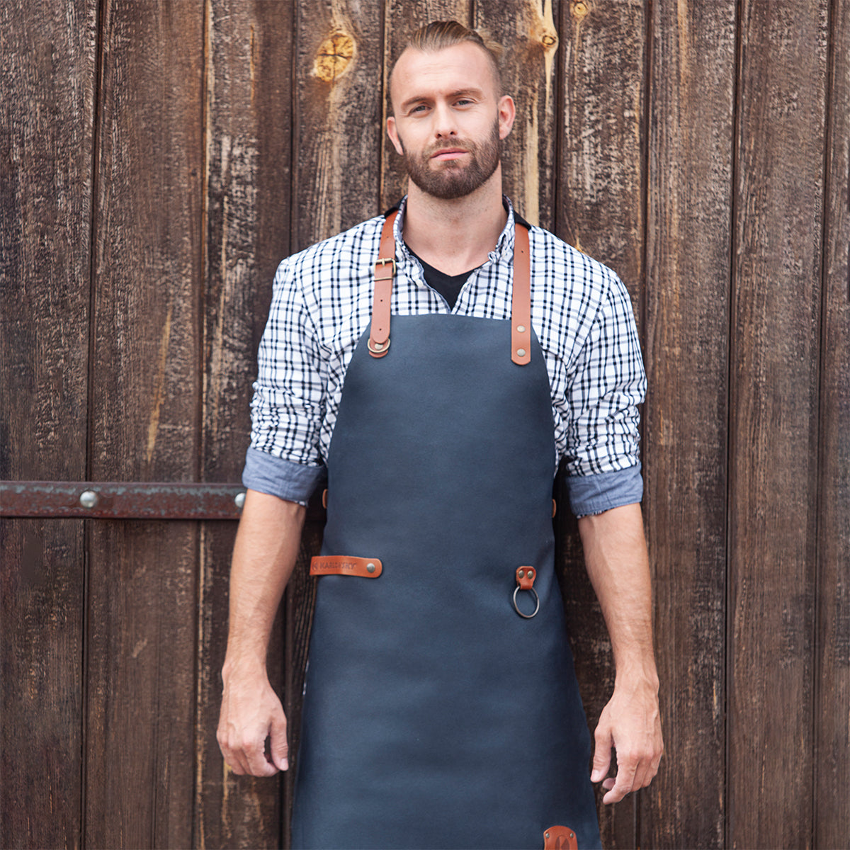 (6 pieces) Karlowsky - leather bib apron - ink