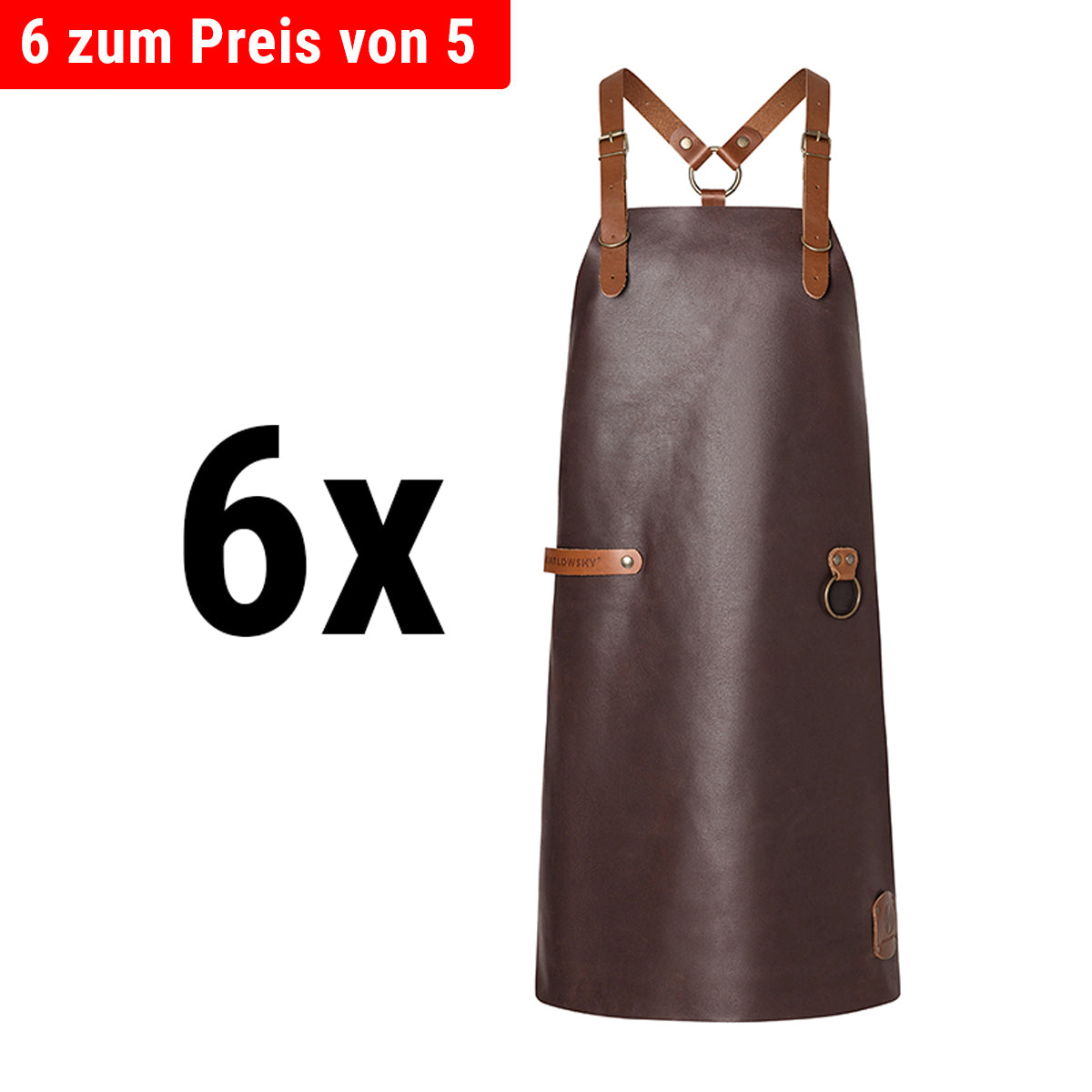 (6 pieces) Karlowsky - leather bib apron X-Style - mocha