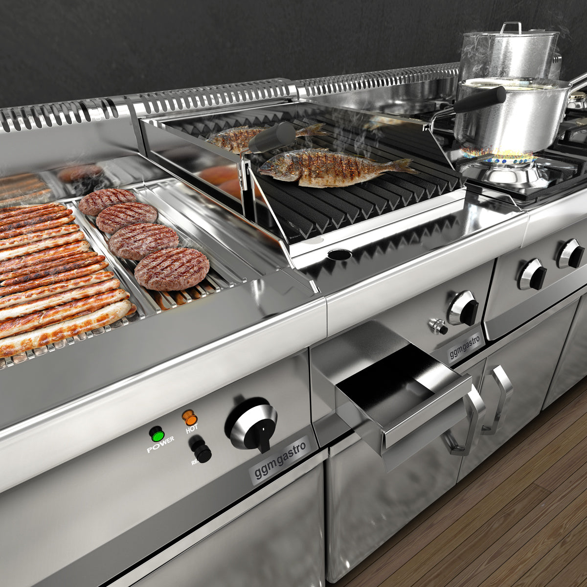 Electric griddle - smooth-ribbed (8 kW)