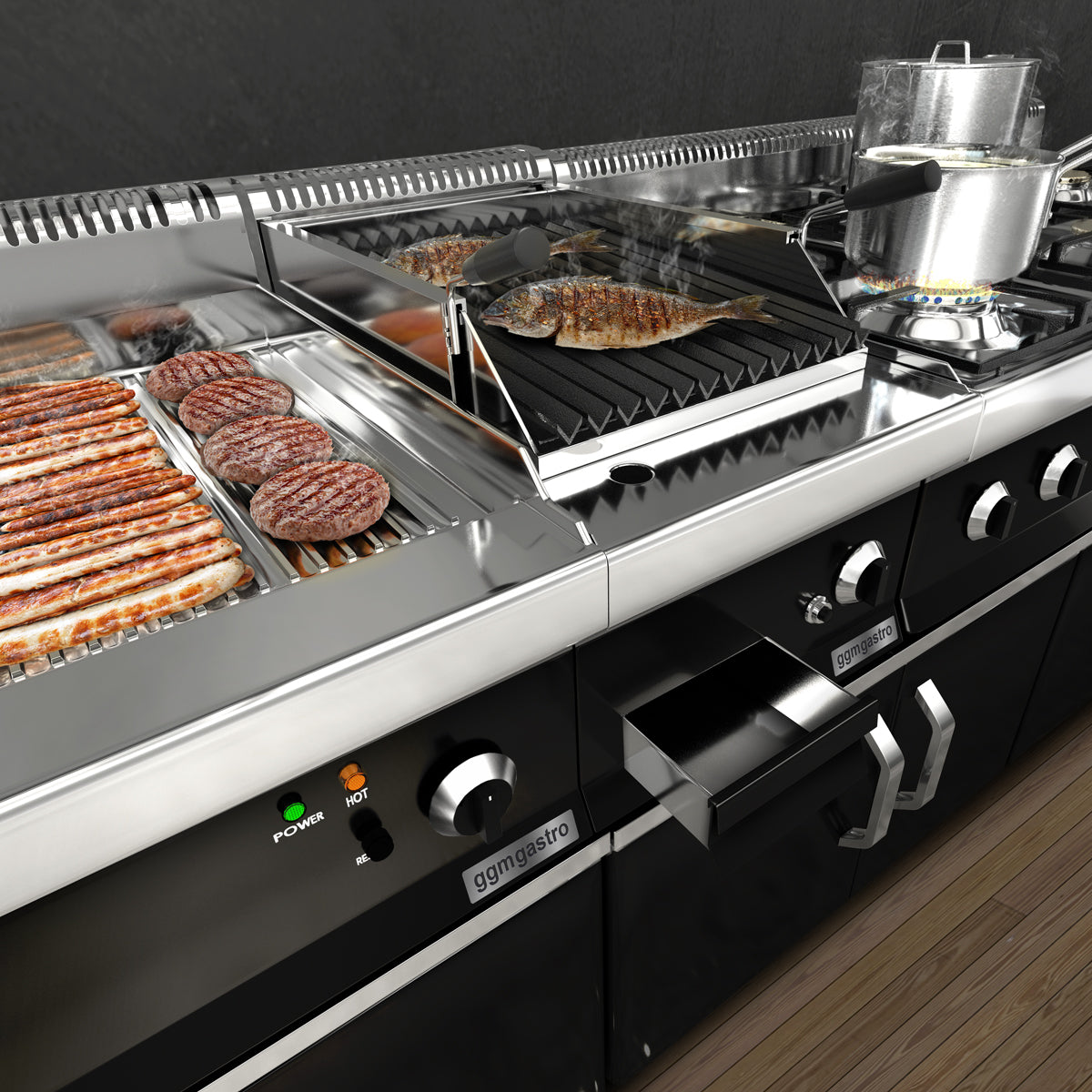 Electric griddle - ribbed (3.6 kW)