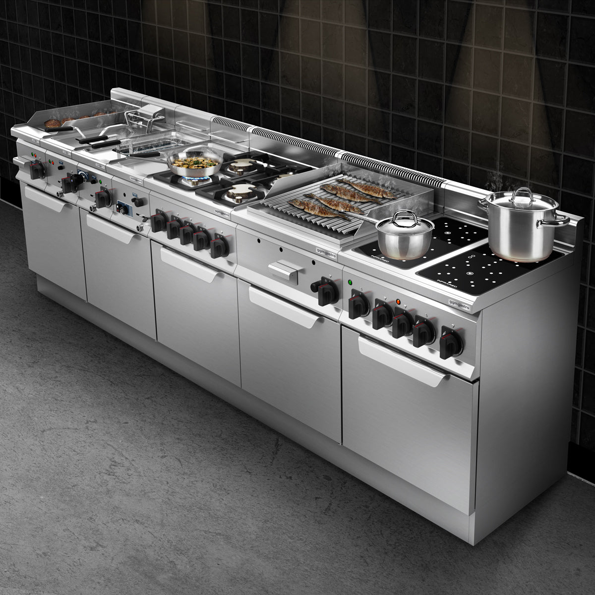 Gas hob with 3 burners (34.5 kW) including static gas oven (3.5 kW)