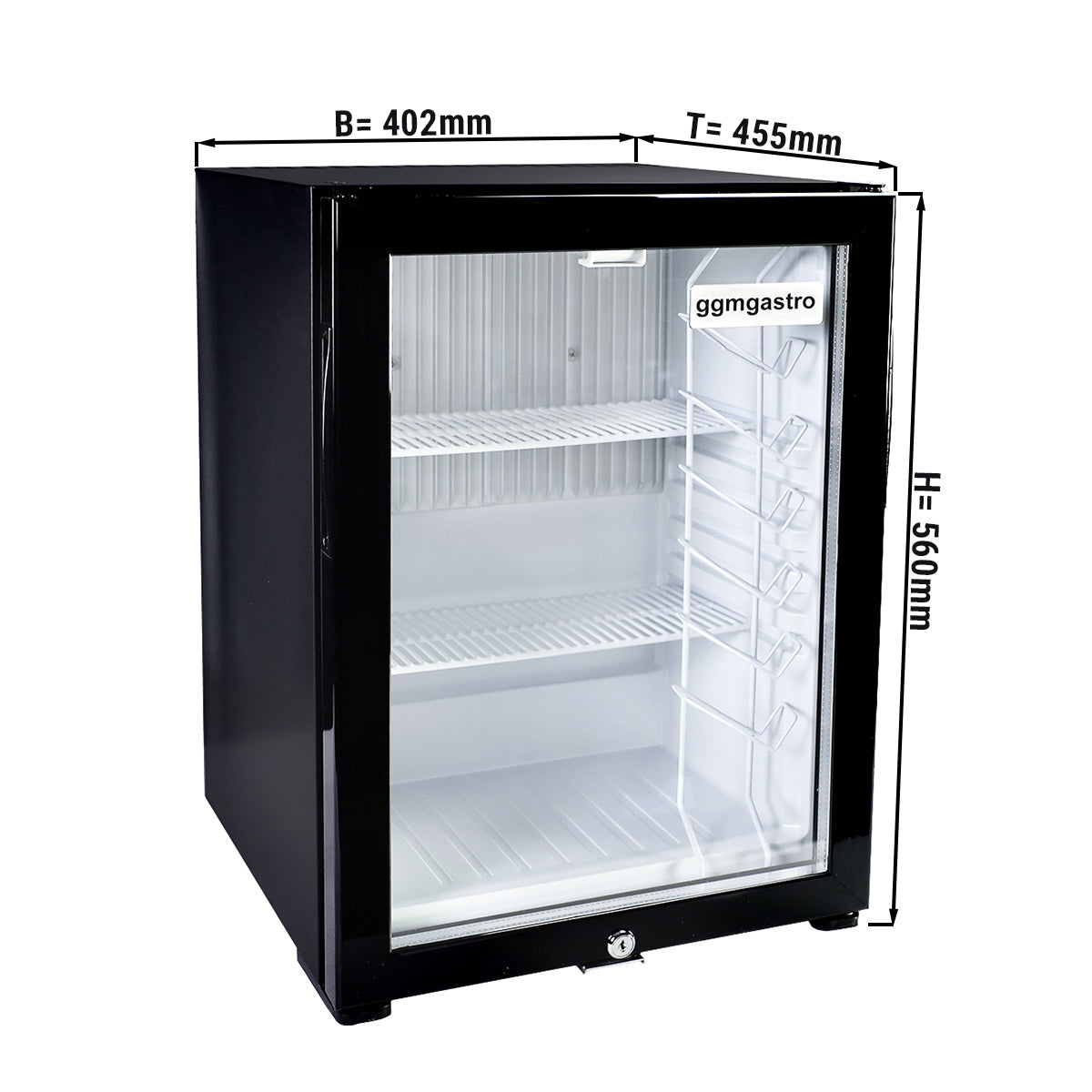 Мини бар хладилник - с 1 стъклена врата - безшумен и заключващ се