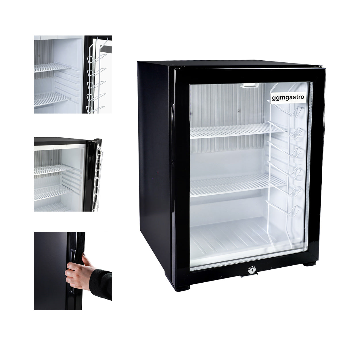 Mini bar fridge - with 1 glass door - silent and lockable