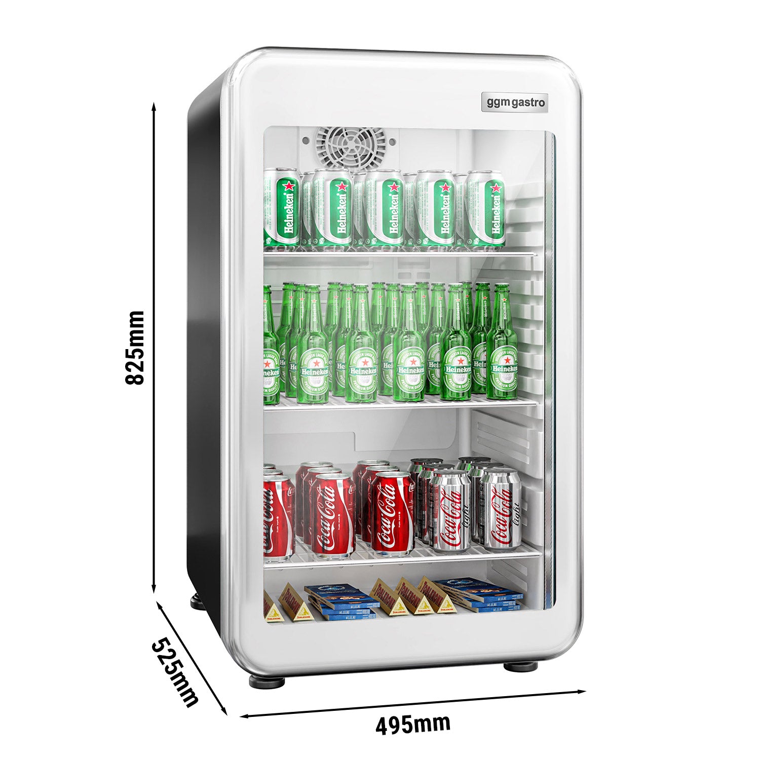 Мини бар хладилник - 113 литра - с 1 стъклена врата - черен / сребрист