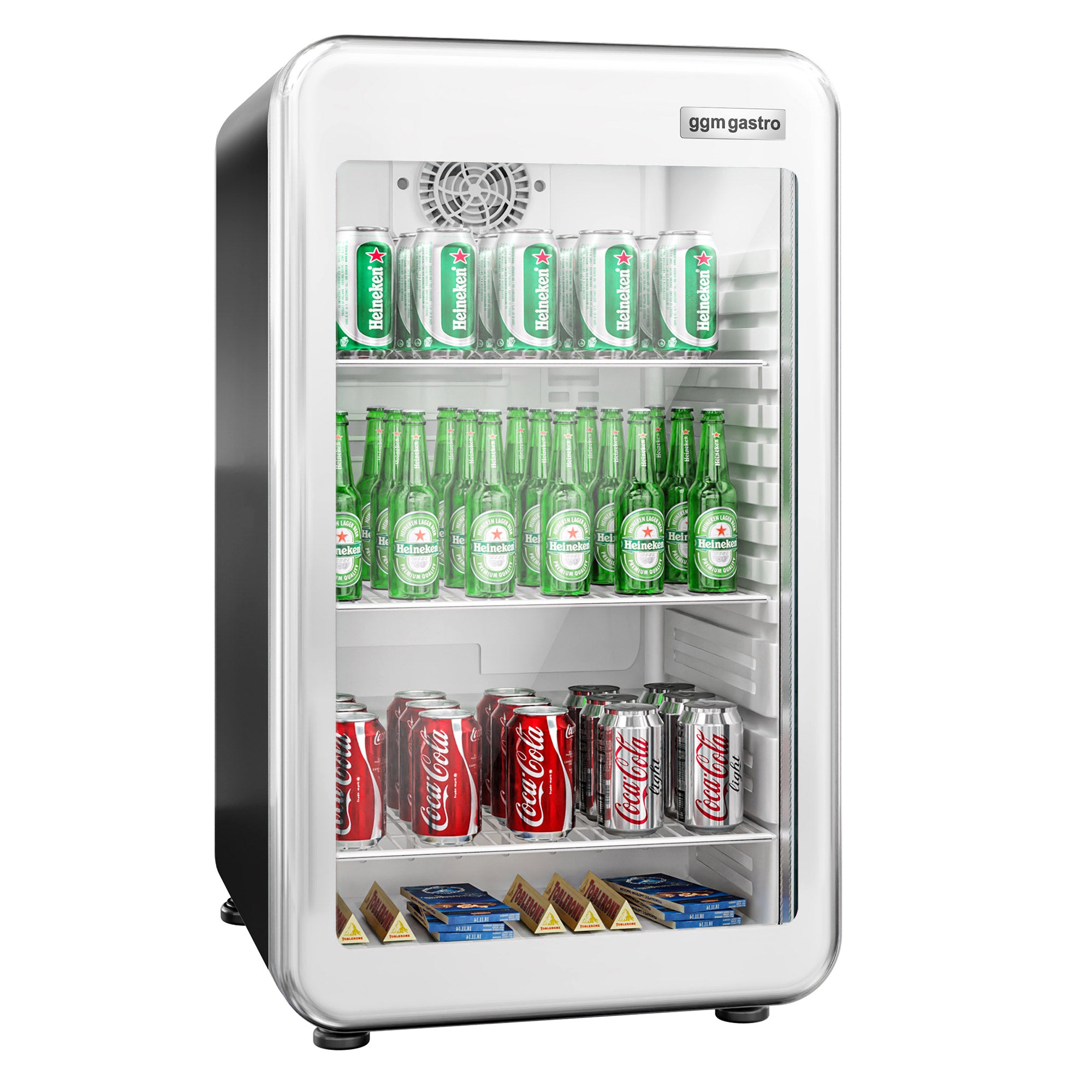 Мини бар хладилник - 113 литра - с 1 стъклена врата - черен / сребрист