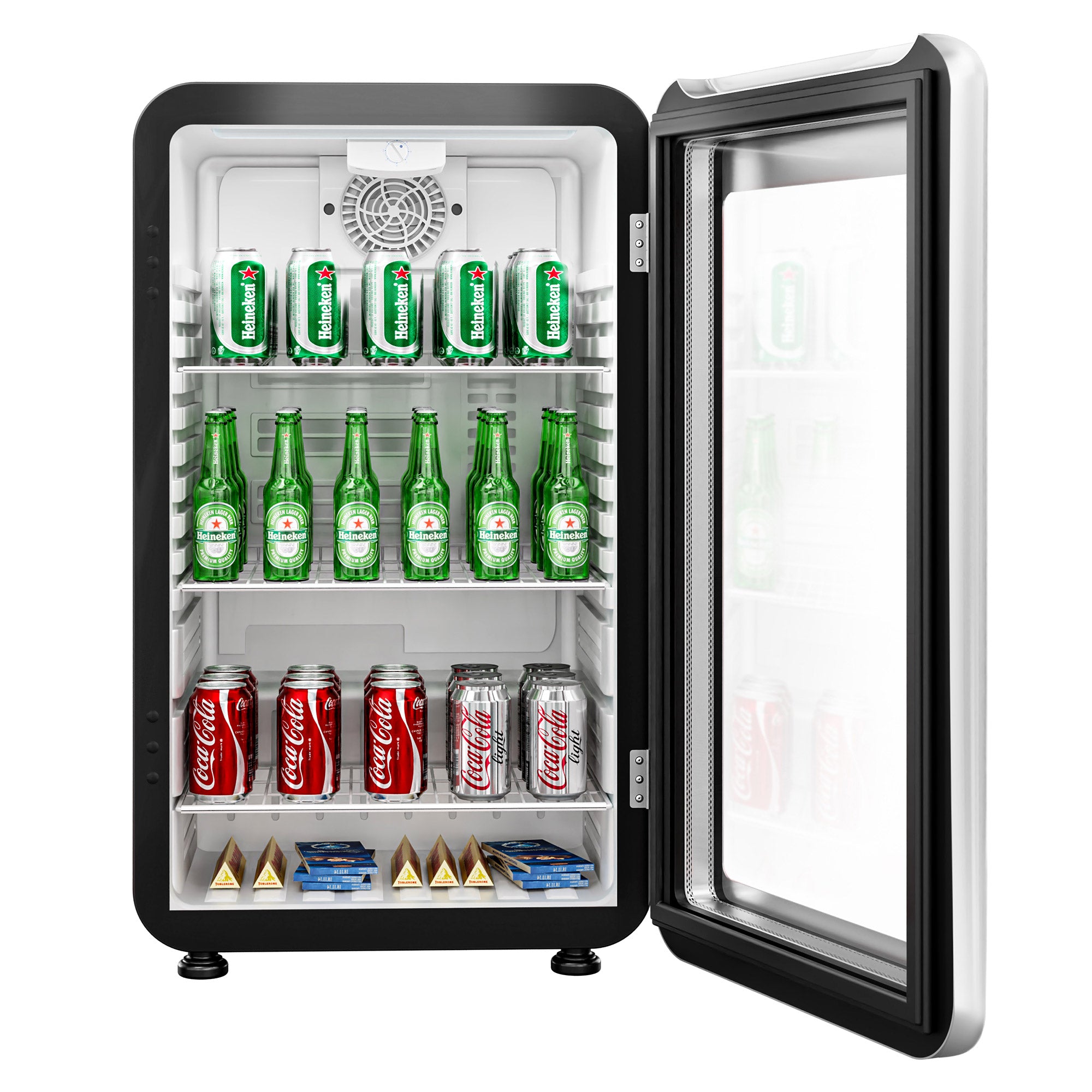 Mini bar fridge - 113 liters - with 1 glass door - black / silver