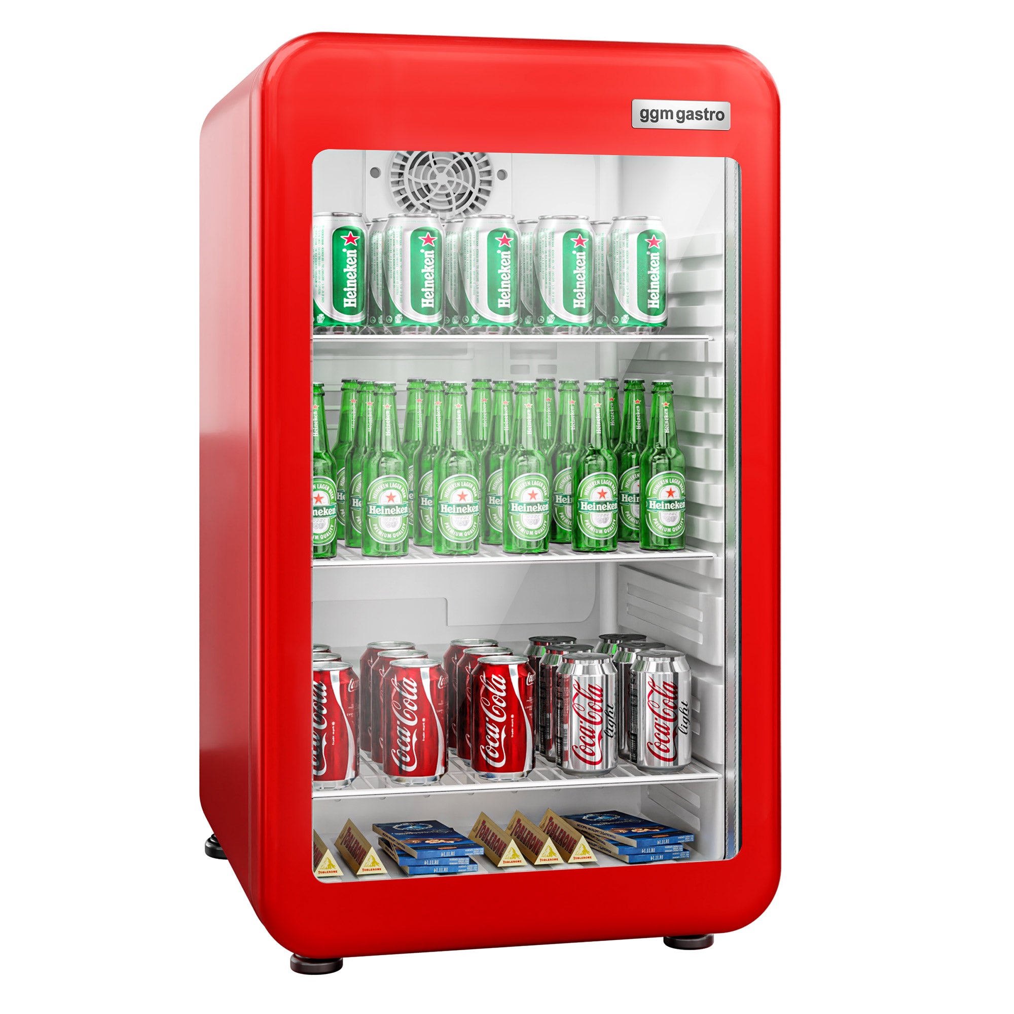 Mini fridge - 113 liters - with 1 glass door - red