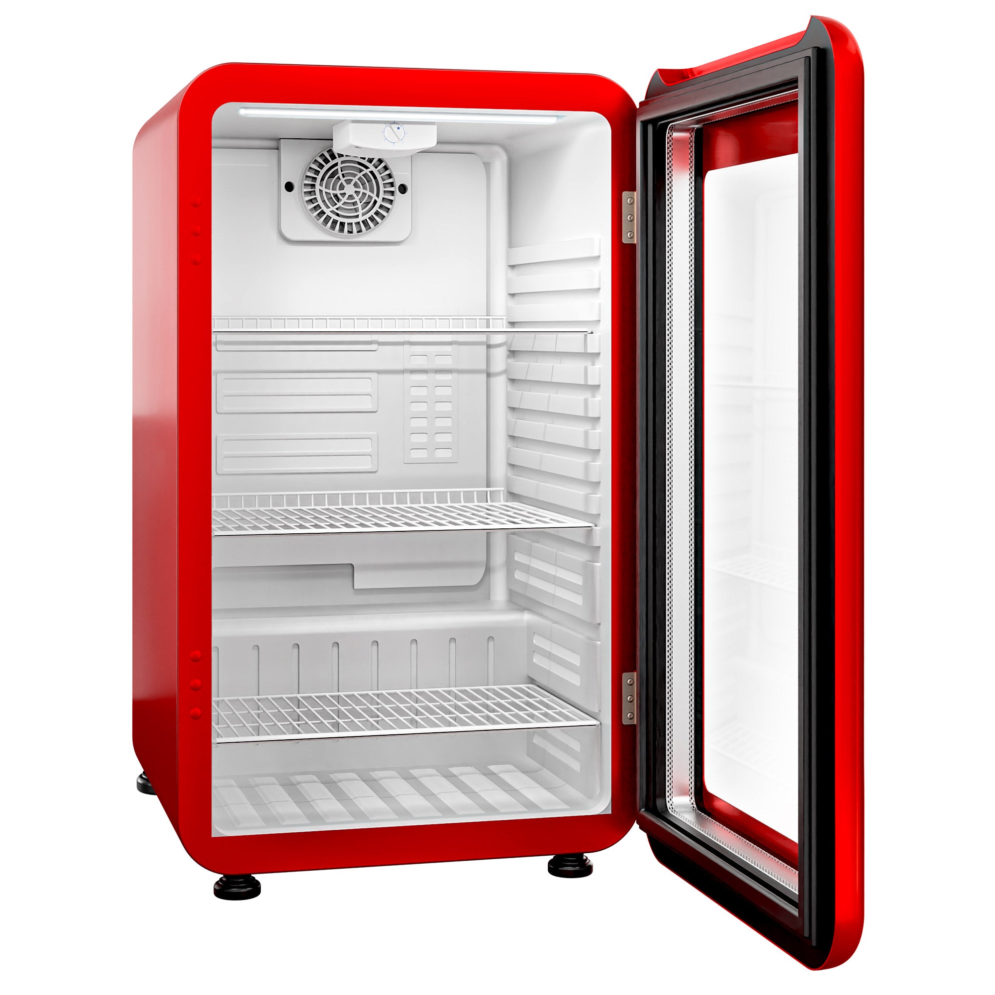 Mini fridge - 113 liters - with 1 glass door - red