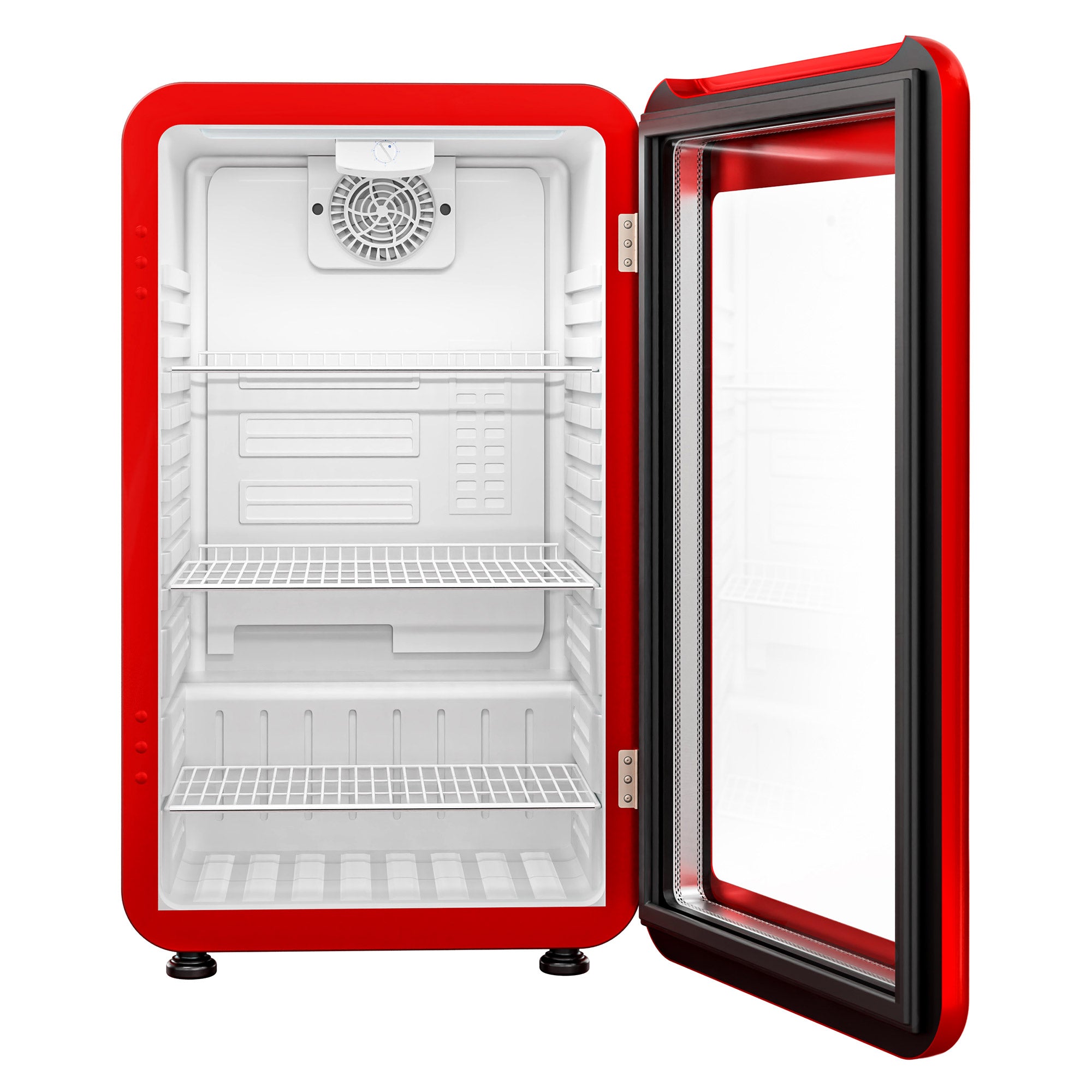 Mini fridge - 113 liters - with 1 glass door - red