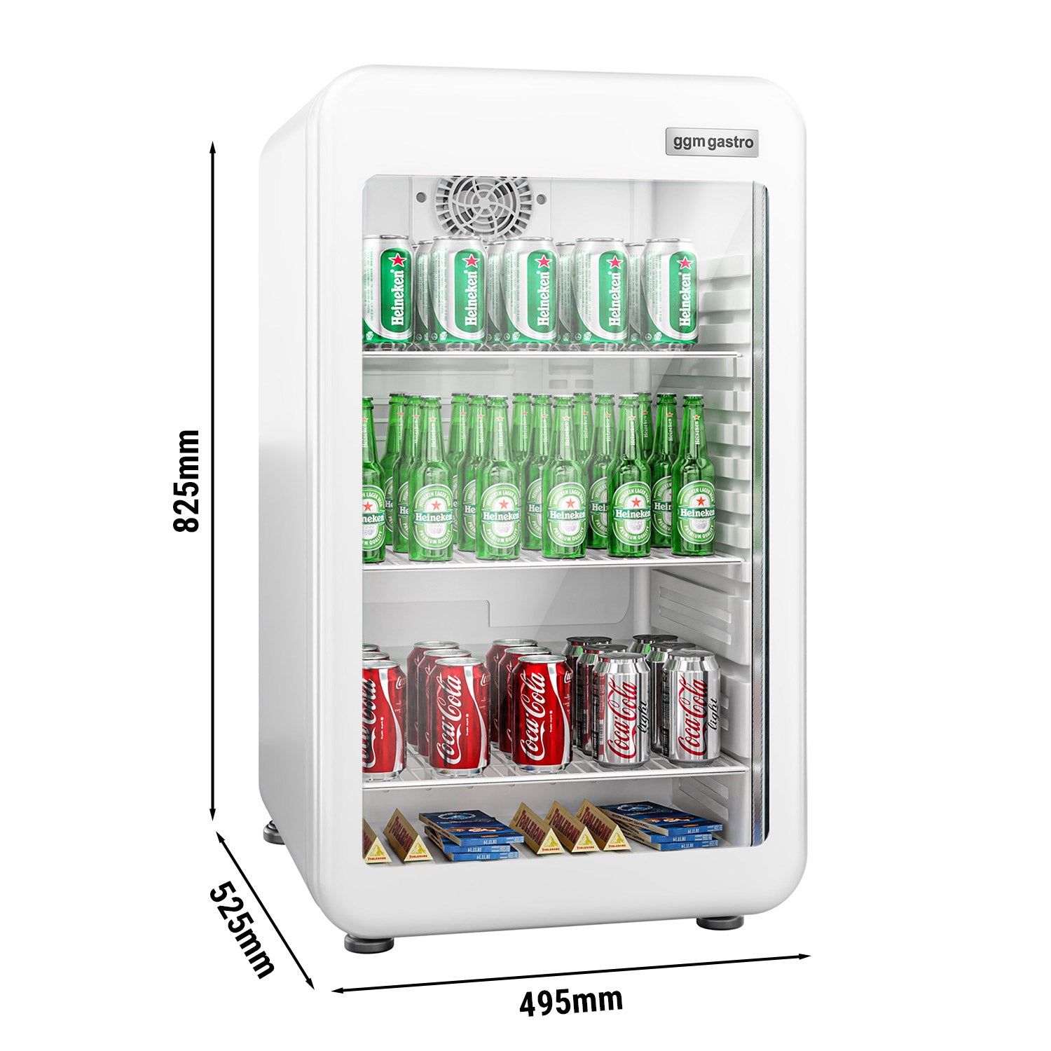 Mini bar fridge - 113 liters - with 1 glass door - white