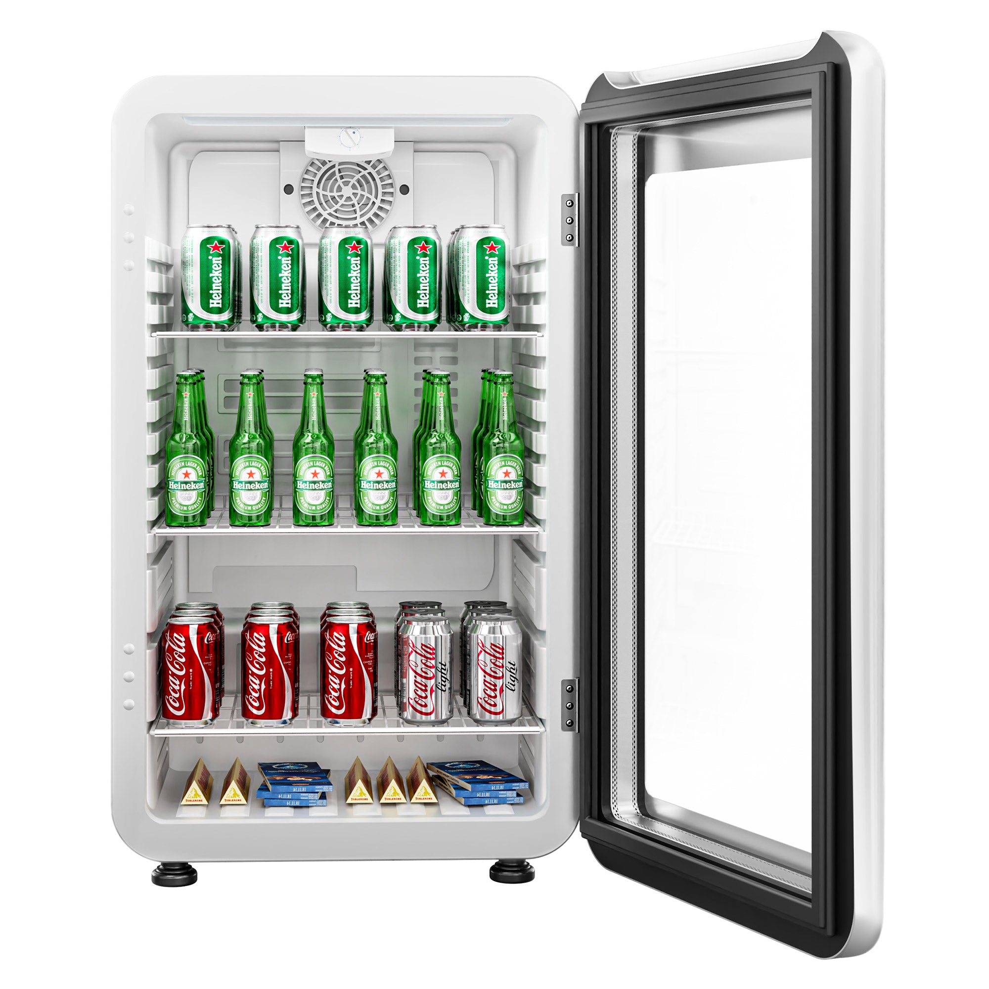 Mini bar fridge - 113 liters - with 1 glass door - white