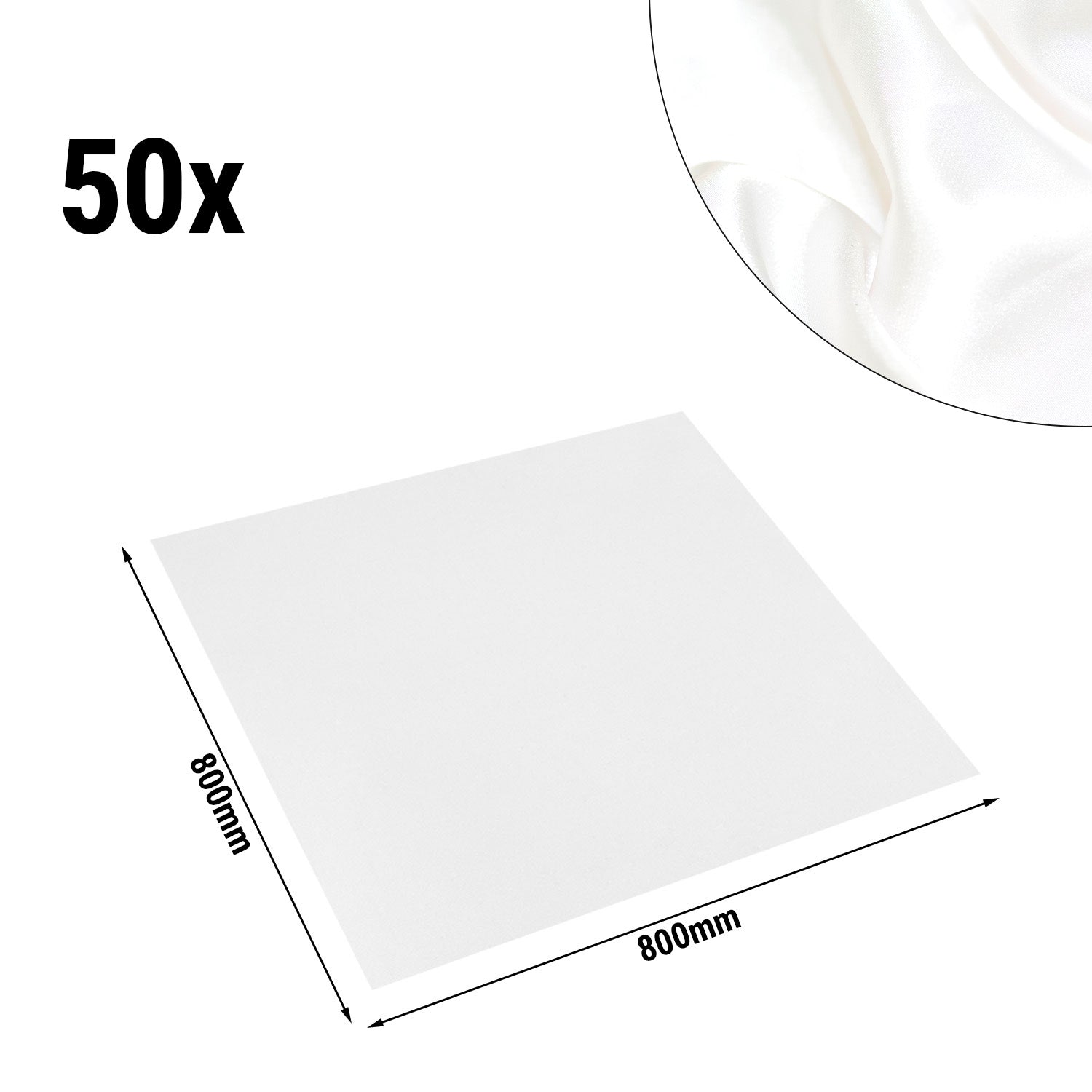 (50 броя) Дамаско средно одеяло Porto - гладък сатен - 80 x 80 см - бял
