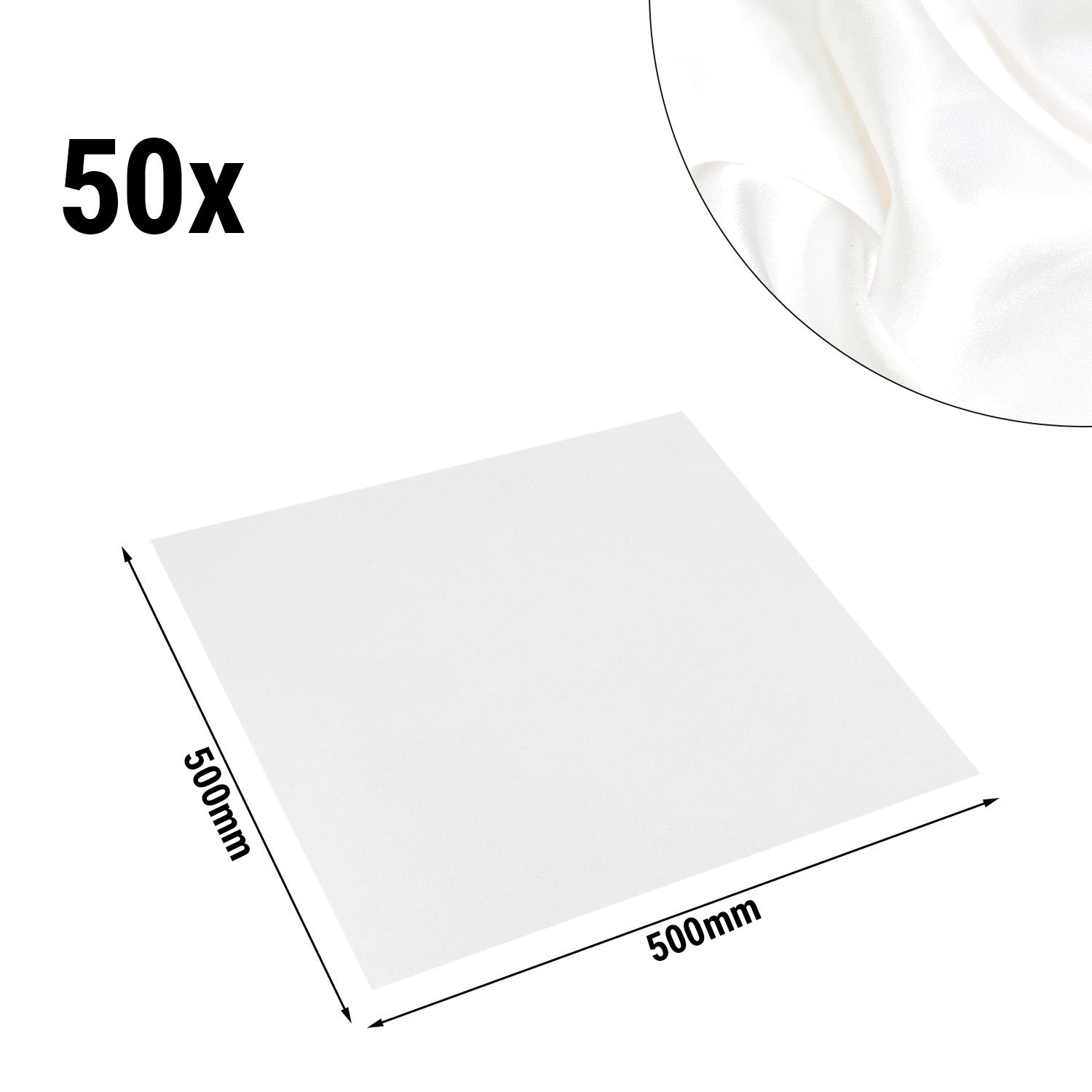 (50 броя) Дамаска салфетка за уста Порто - гладък сатен - 50 х 50 см - бял