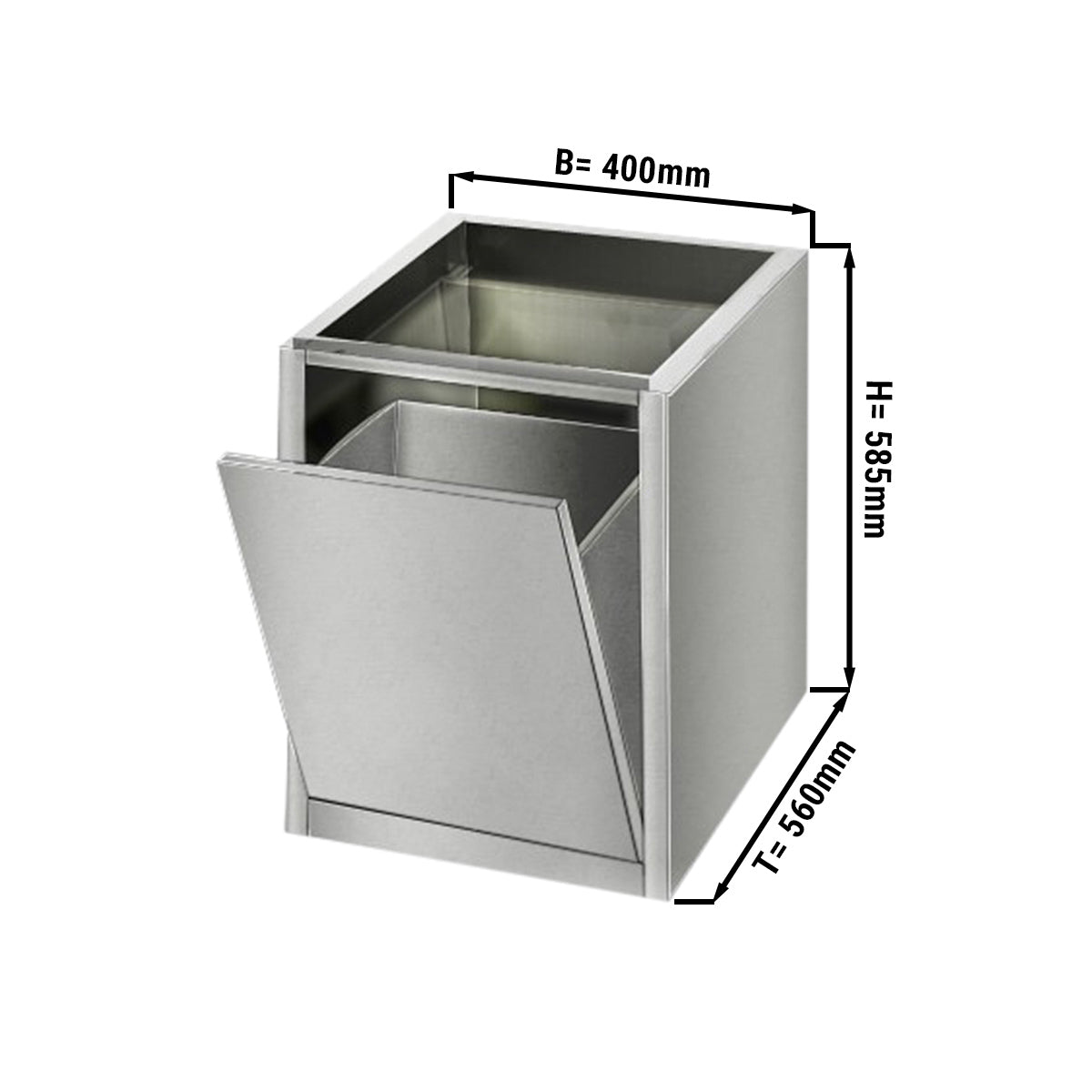 Waste bin 0.4 m - module for installation from below in work tables 600 deep