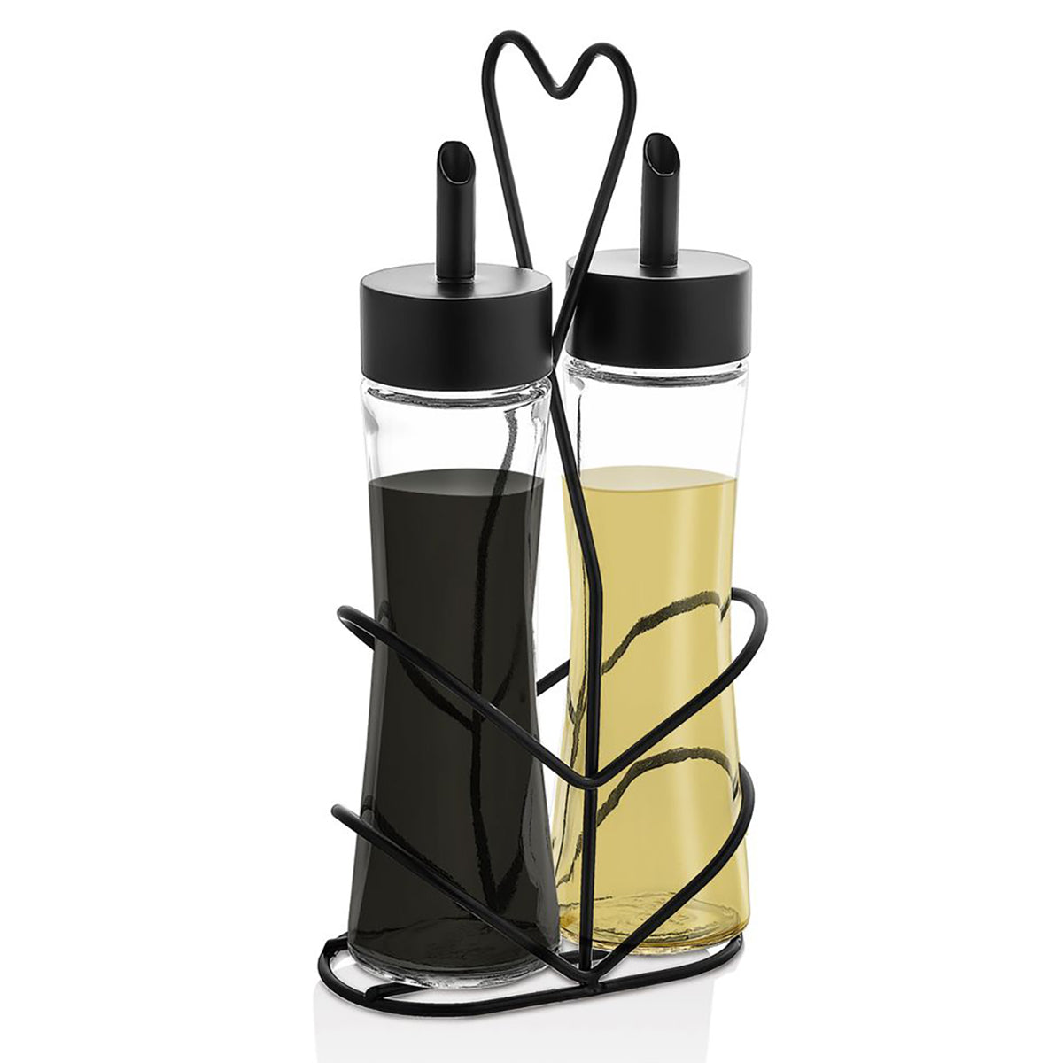 Cruet - 2 pieces - in a stand - vinegar and oil