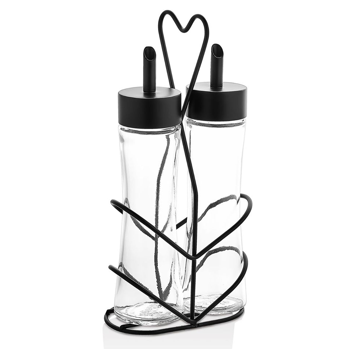 (12 pieces) Cruet - 2 pieces - in a stand - vinegar and oil