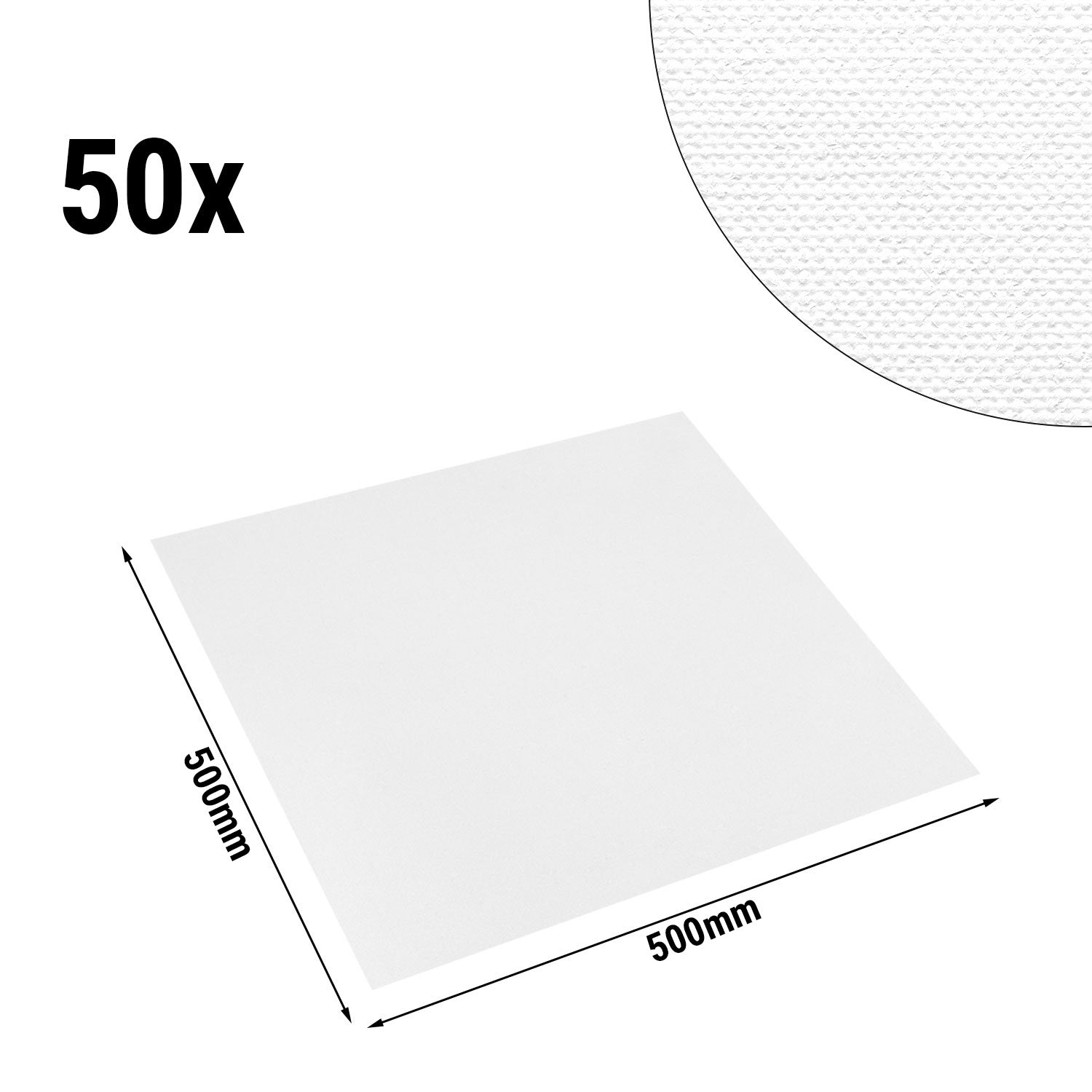 (50 броя) Дамаска салфетка за уста Porto Diamant - 50 x 50 cm - бяла