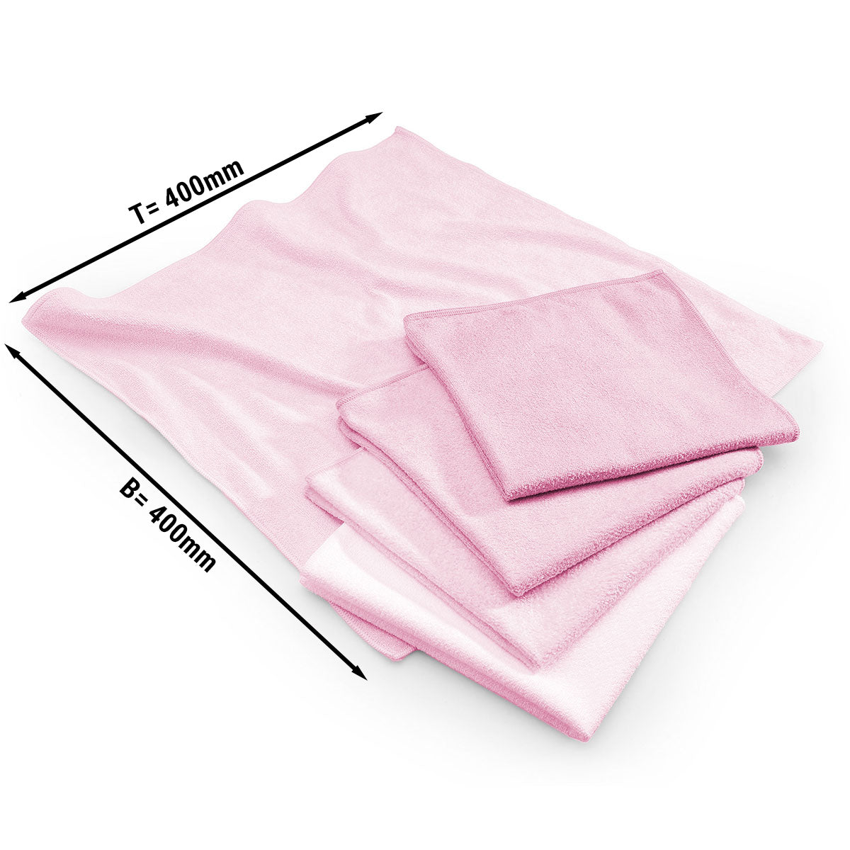 Microfiber cloth, color pink, 40x40cm, set of 10 pcs.