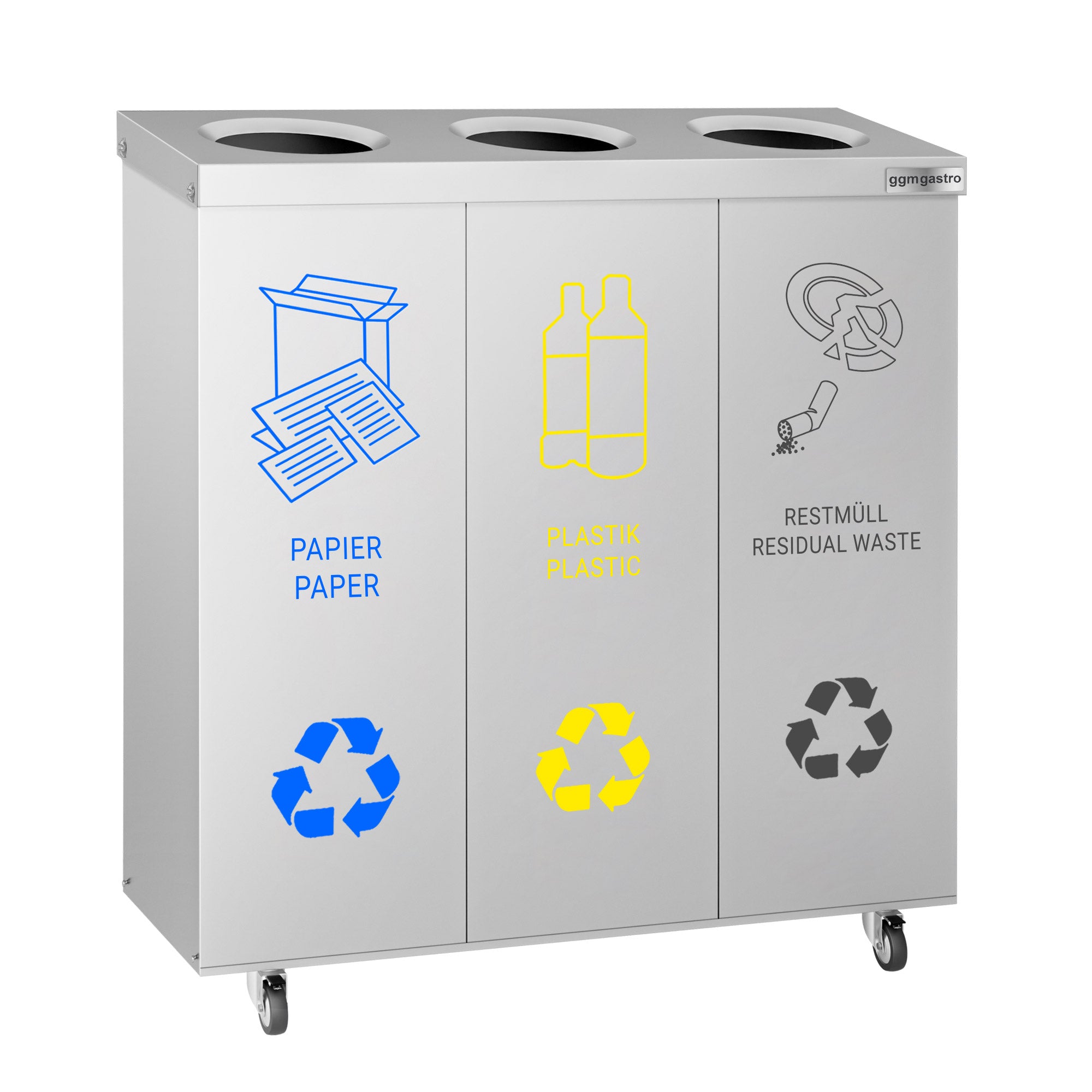 Система за разделяне на отпадъци - с 3 отделения и на колела