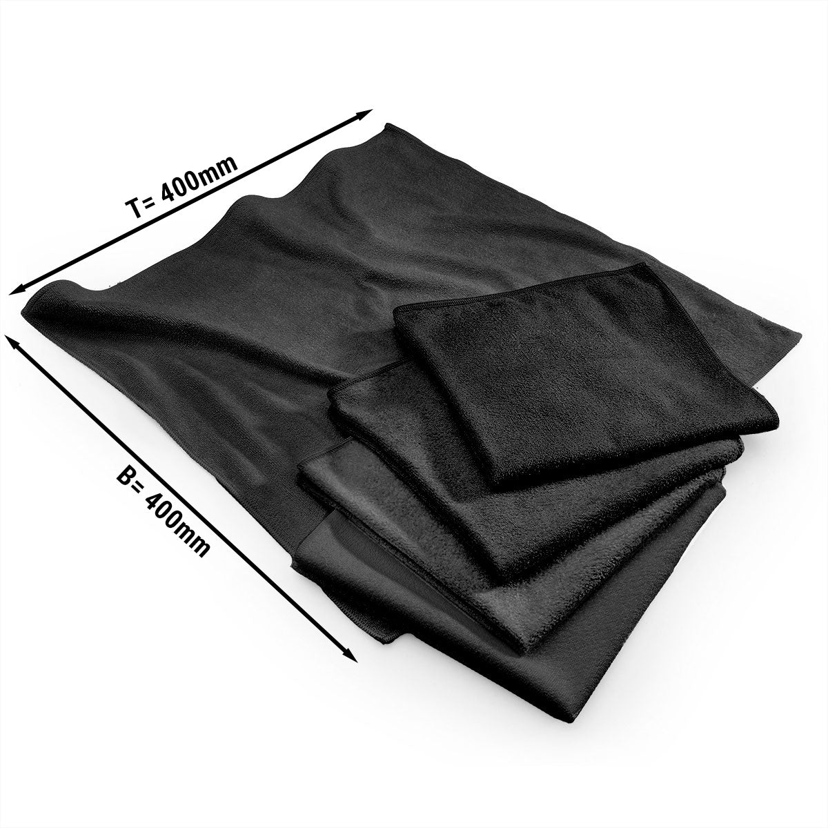 Микрофибърна кърпа, цвят черен, 40х40см, комплект от 10бр.