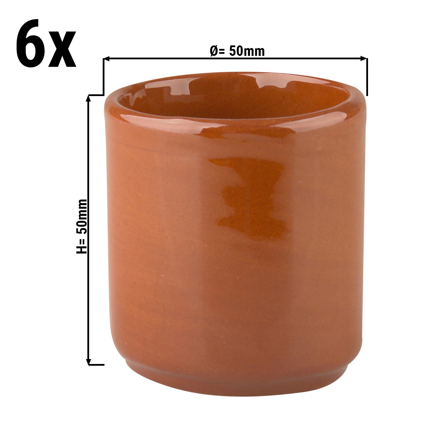 (6 pieces) CLASSICO - Oil pot for tapas - Ø 5 cm 50 ml - brown