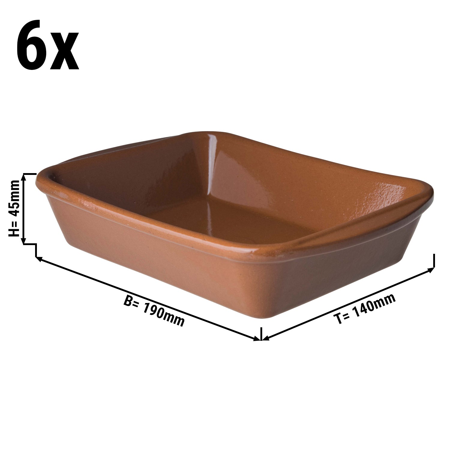 (6 pieces) CLASSICO - Dish for tapas in the oven - 18 x 14 cm - Brown