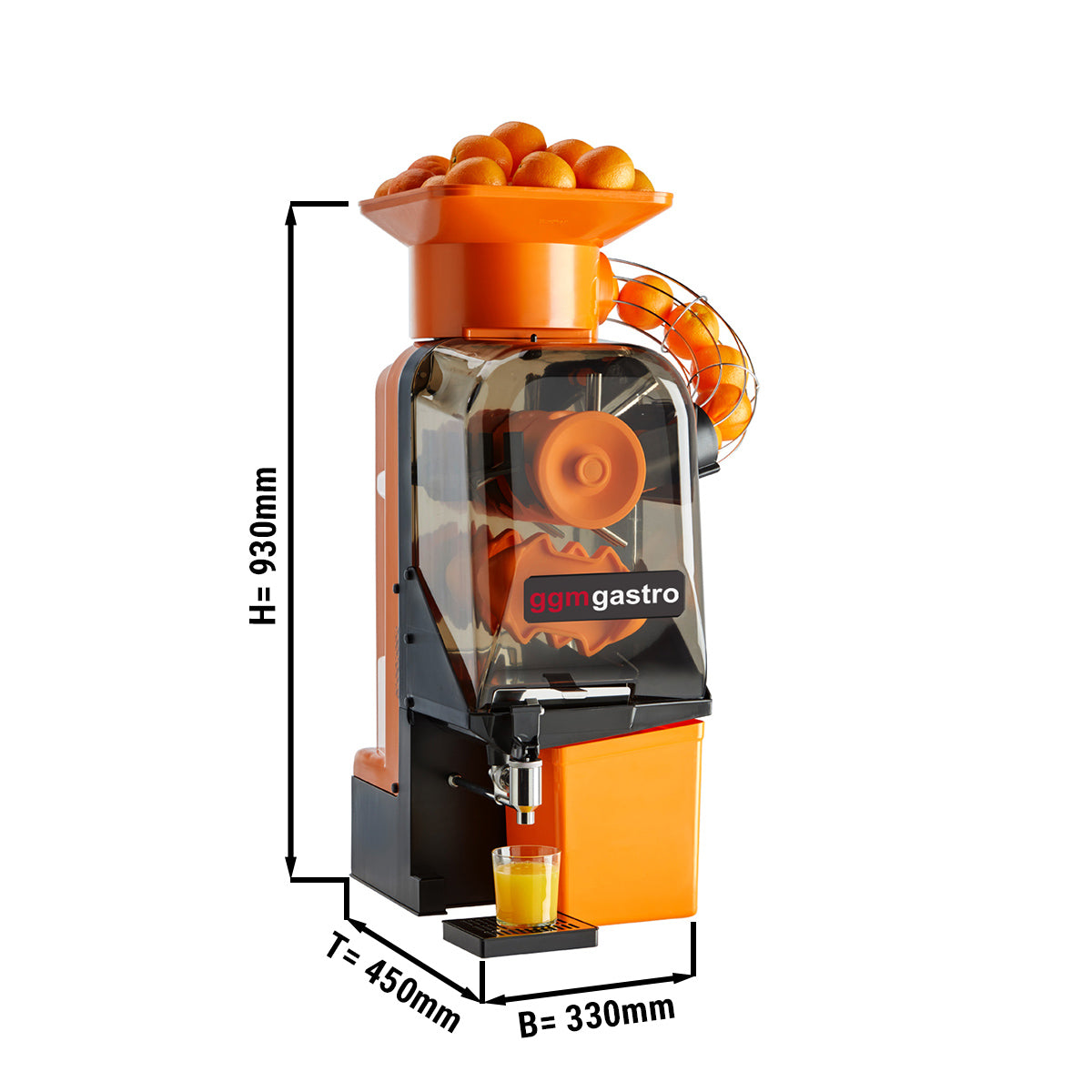 Electric orange juicer - orange - automatic feed - incl. Adjustable drain tap