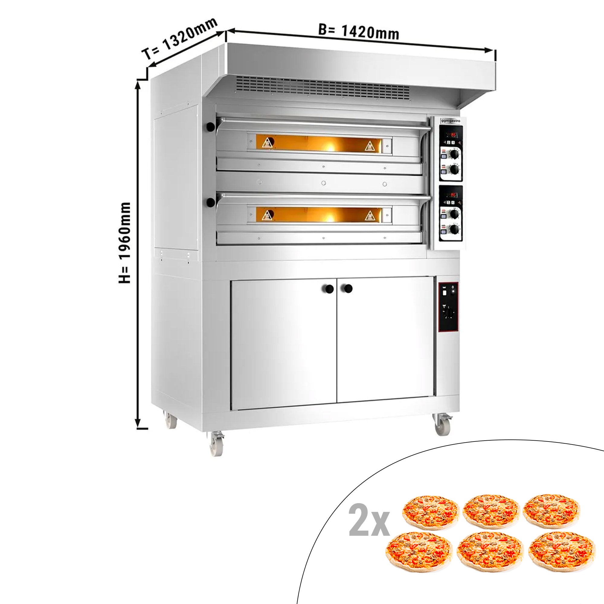 Pizza oven - 6+6x 33 cm - including hood and fermentation cabinet