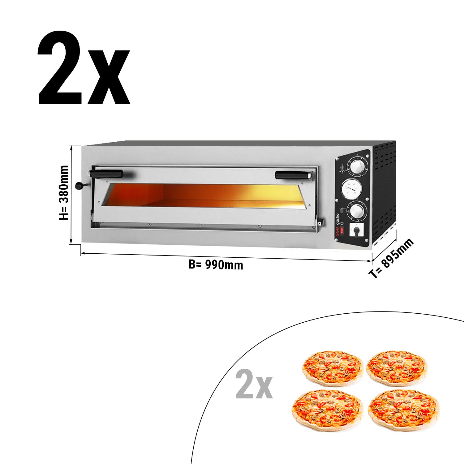 (2 pieces) pizza oven 4+4x 35 cm