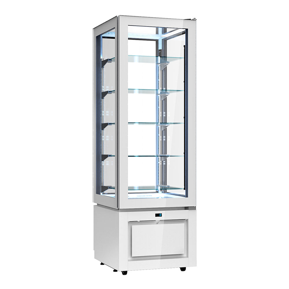 Panoramic refrigerated display case - 324 liters - with 5 glass shelves - White