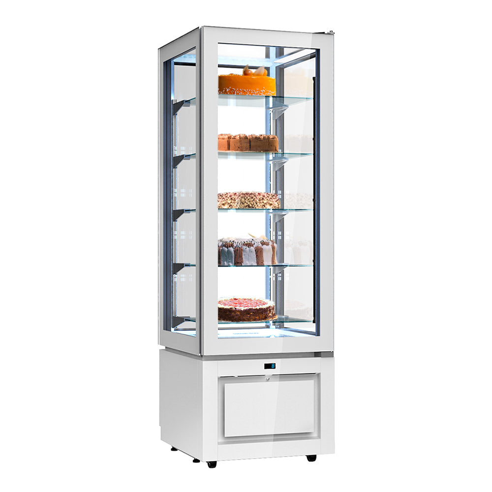 Panoramic refrigerated display case - 324 liters - with 5 glass shelves - White