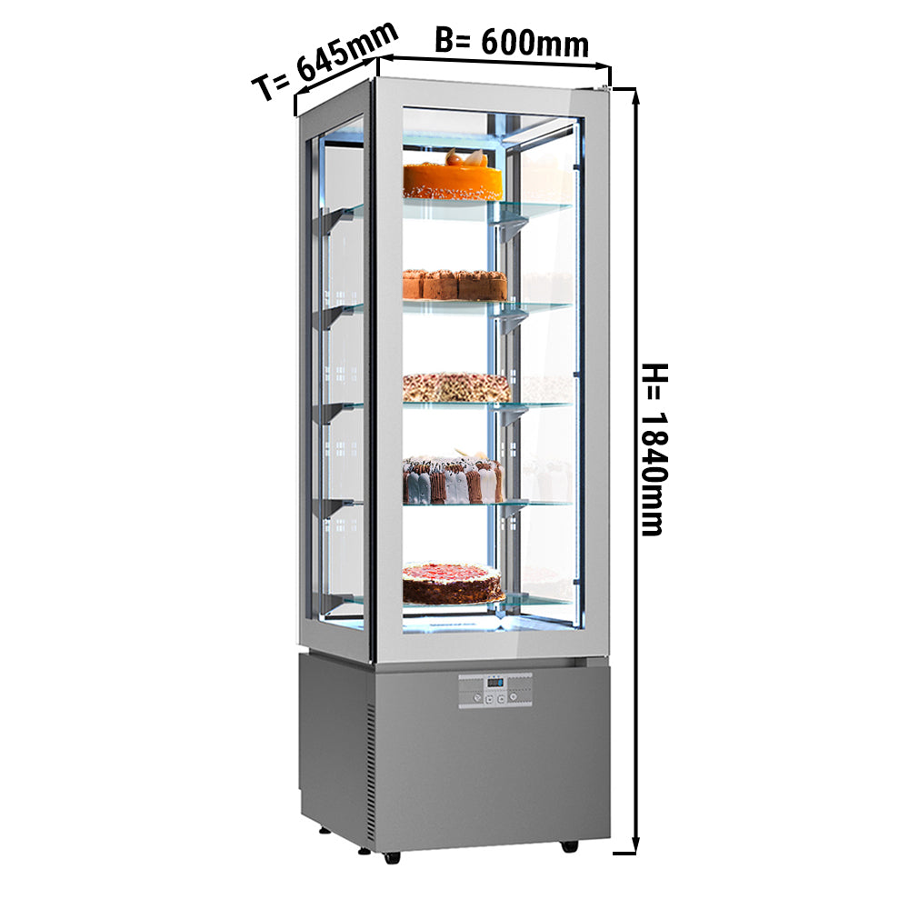 Panoramic refrigerated display case