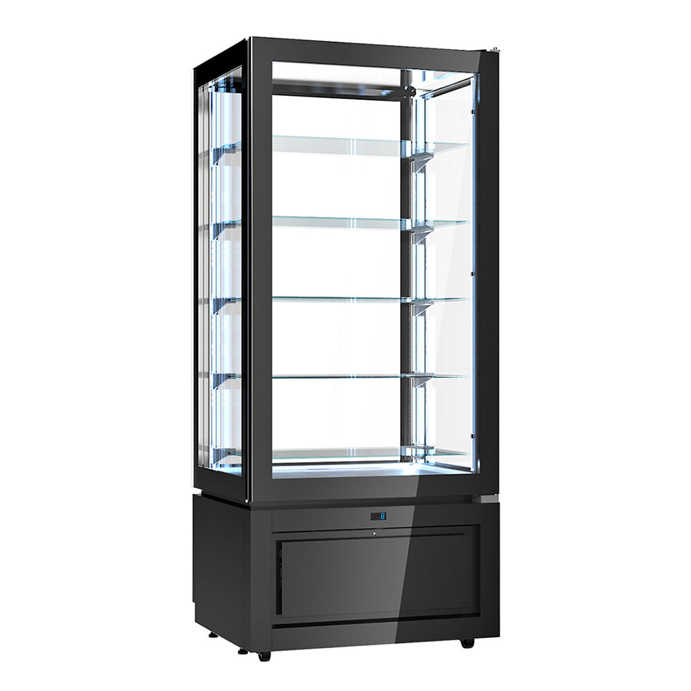 Panoramic refrigerated display case