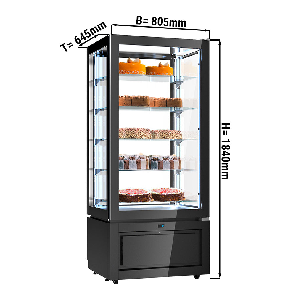 Panoramic refrigerated display case